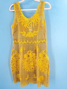Yoana Baraschi yellow crochet sheer dress 12